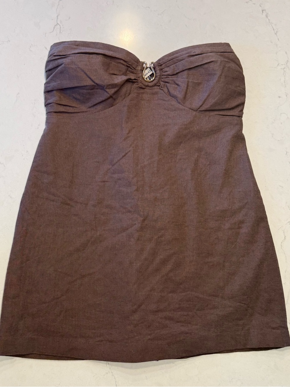 Strapless Chocolate Brown Skort Mini Dress